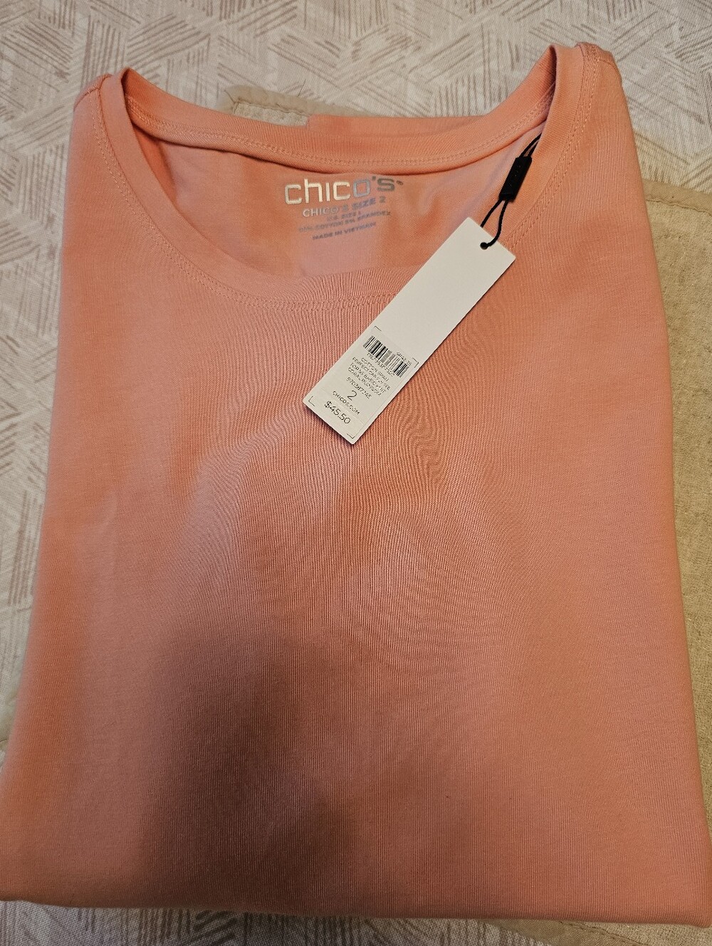 Chico's Short Sleeve Scoop Neck Tee in Coral Blossom